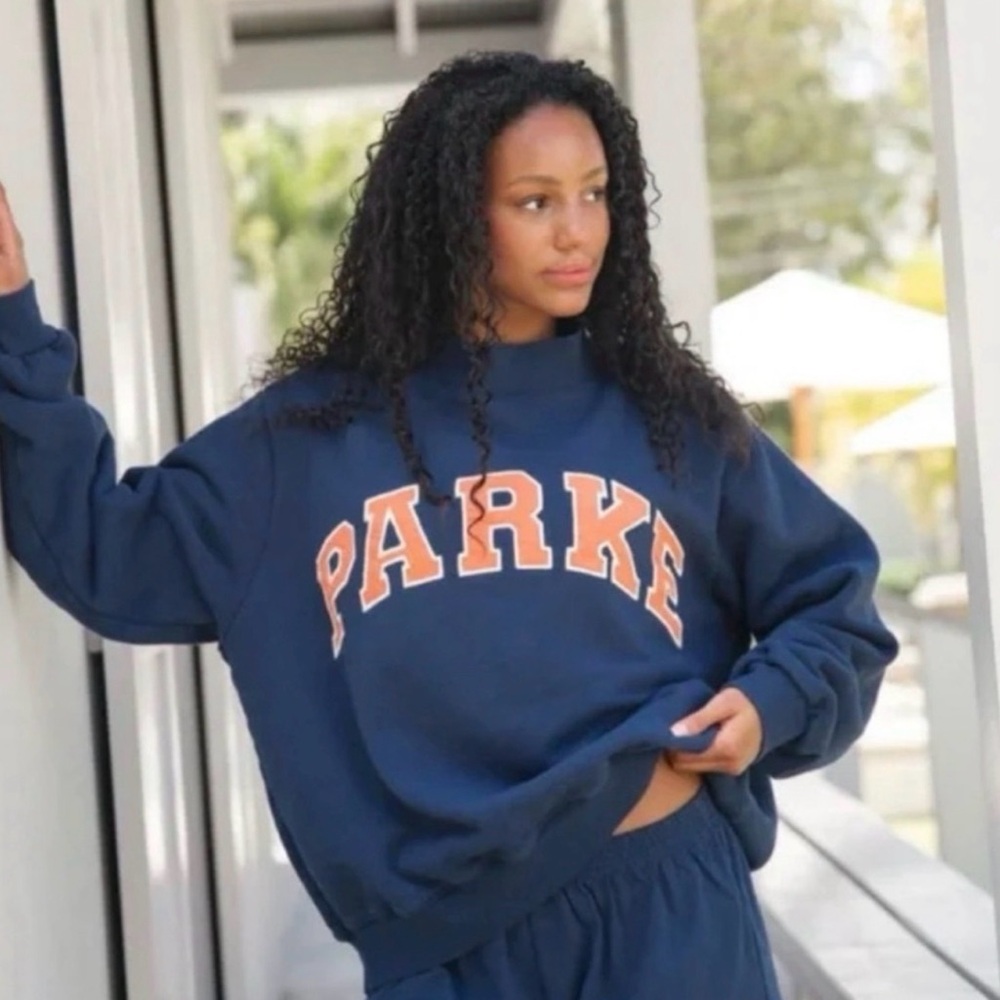 PARKE Navy and Orange Mockneck